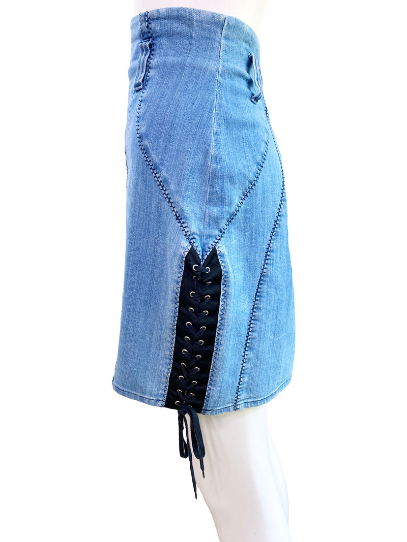 D&G Dolce Gabbana Y2K Denim Corset Skirt