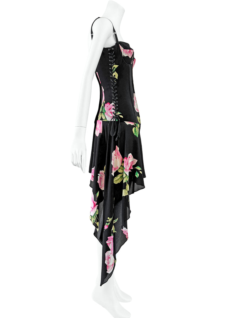 Dolce & Gabbana A/W 2003 Floral Silk Corset Dress