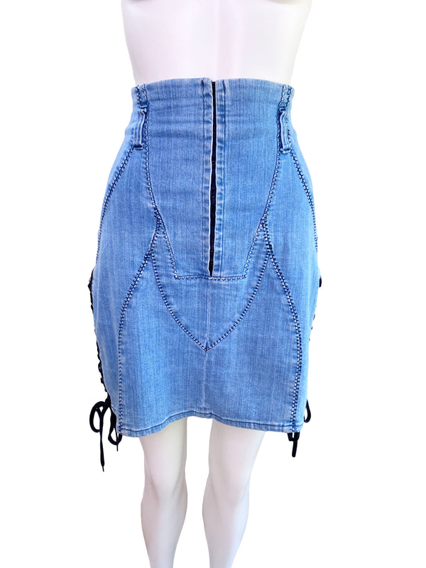 D&G Dolce Gabbana Y2K Denim Corset Skirt