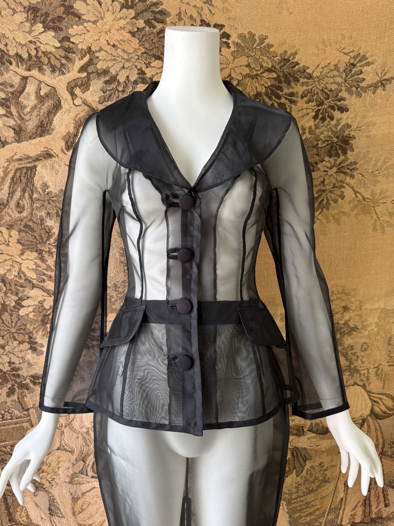 Dolce & Gabbana S/S 1995 Black Silk Organza Skirt Suit
