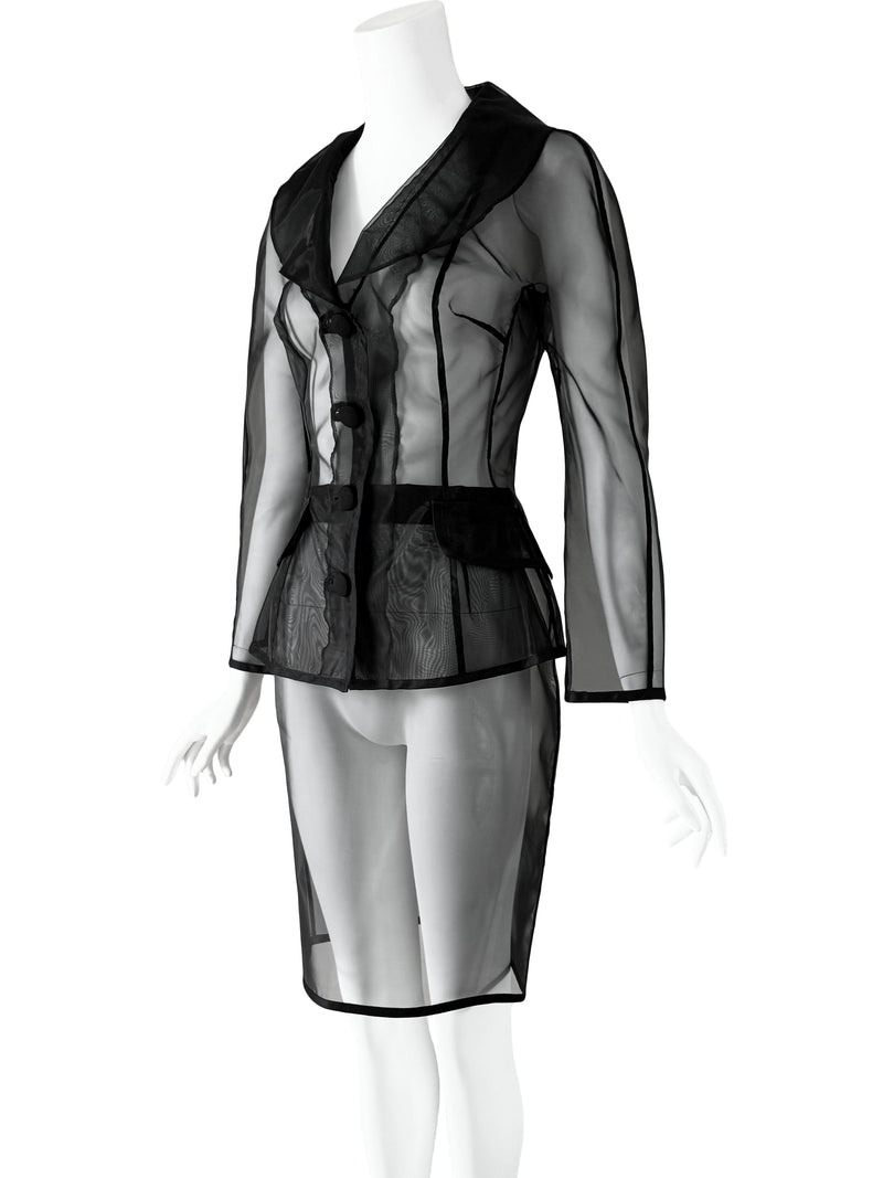 Dolce & Gabbana S/S 1995 Black Silk Organza Skirt Suit