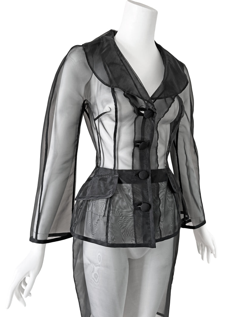 Dolce & Gabbana S/S 1995 Black Silk Organza Skirt Suit