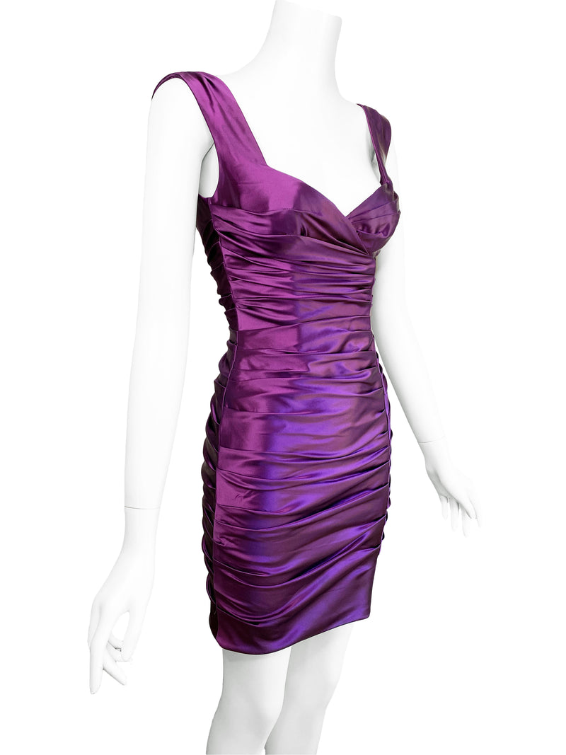 Dolce & Gabbana Y2K Purple Satin Mini Dress
