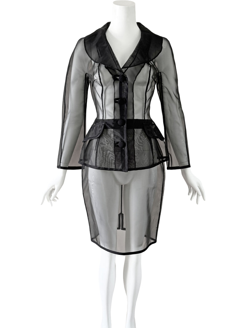 Dolce & Gabbana S/S 1995 Black Silk Organza Skirt Suit