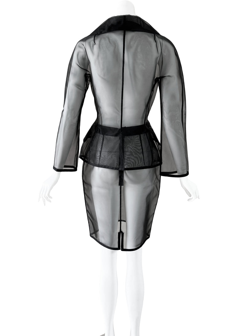 Dolce & Gabbana S/S 1995 Black Silk Organza Skirt Suit