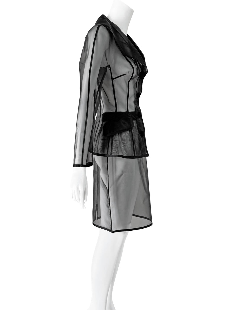 Dolce & Gabbana S/S 1995 Black Silk Organza Skirt Suit