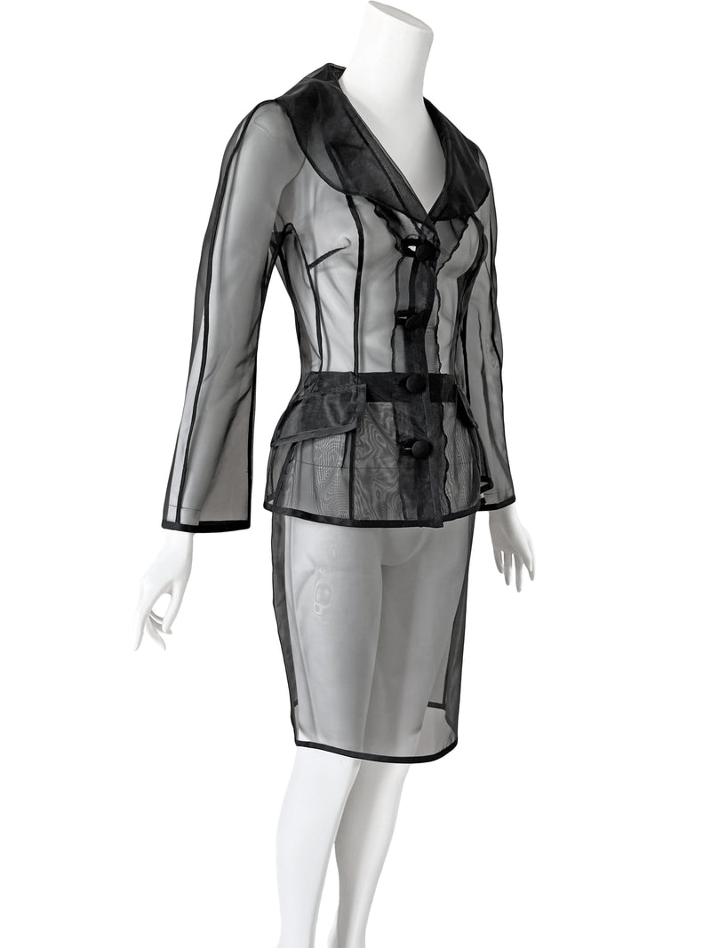 Dolce & Gabbana S/S 1995 Black Silk Organza Skirt Suit