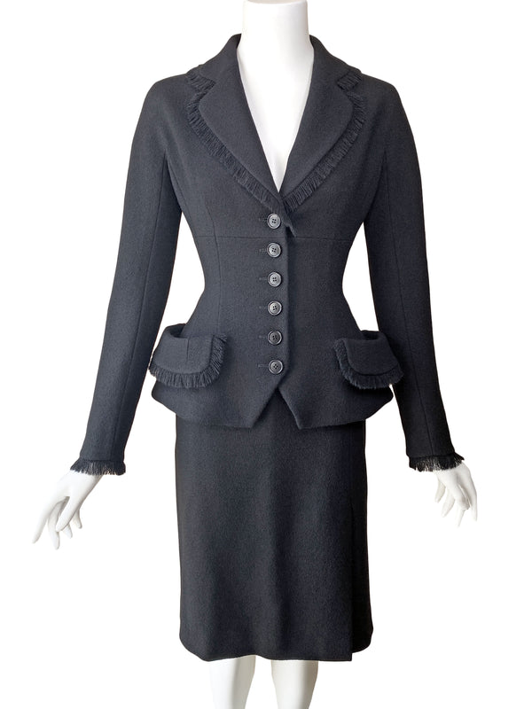 Christian Dior By John Galliano Black Skirt Suit
