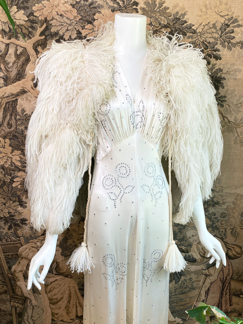 1930s Art Deco Ostrich Feather Cape