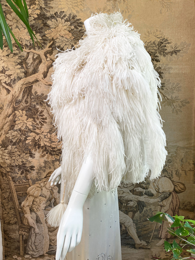 1930s Art Deco Ostrich Feather Cape
