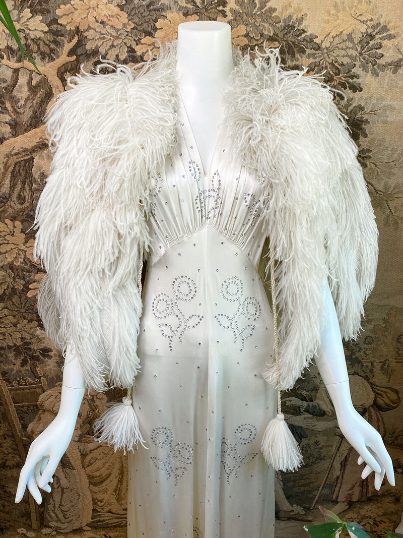 1930s Art Deco Ostrich Feather Cape