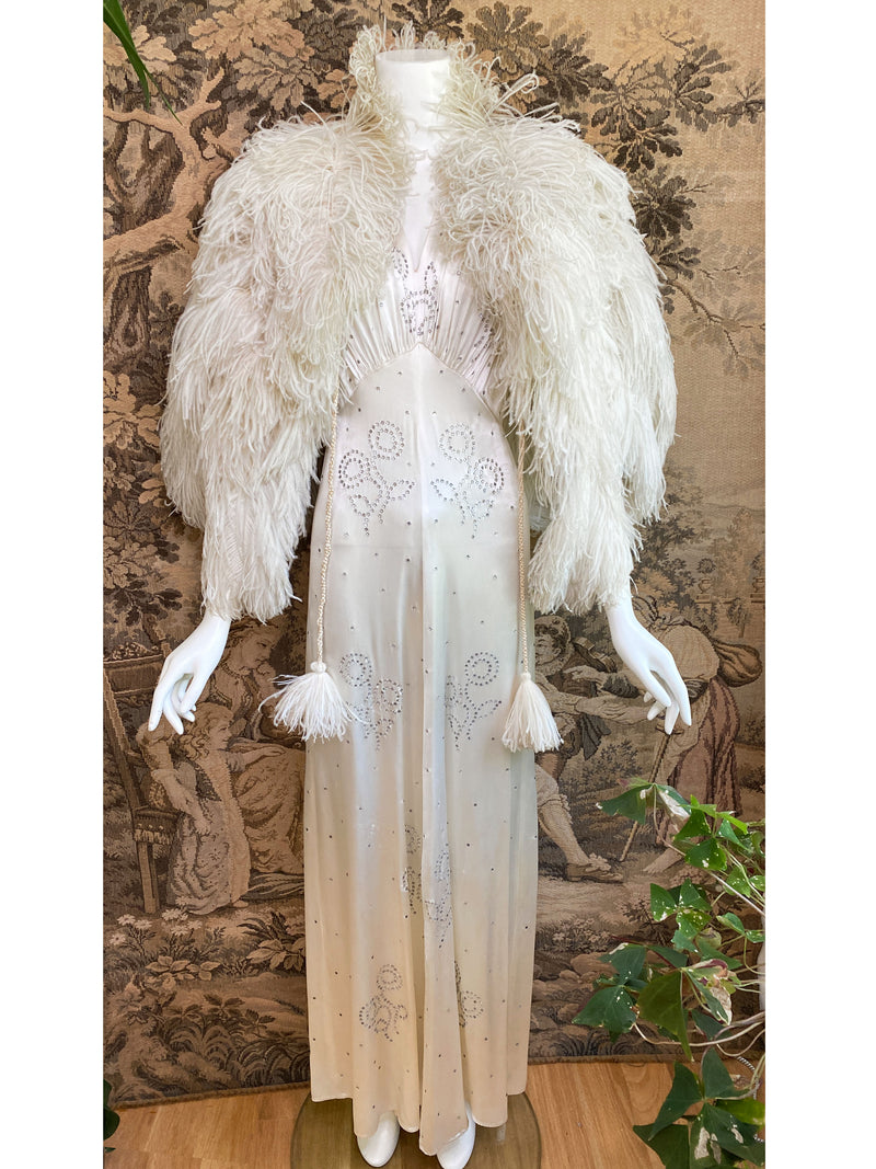 1930s Art Deco Ostrich Feather Cape