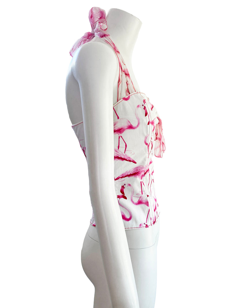 Blumarine Blugirl Y2K Flamingo Print Top