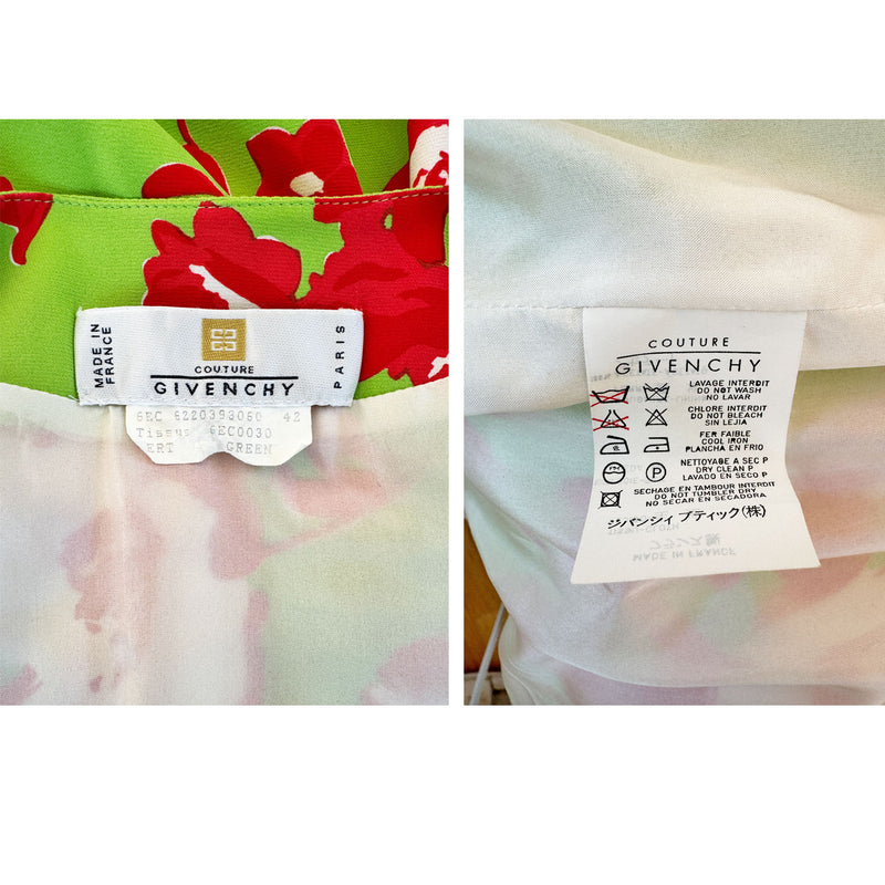 Givenchy Couture 1980s Hubert de Givenchy Floral Silk Wrap Dress