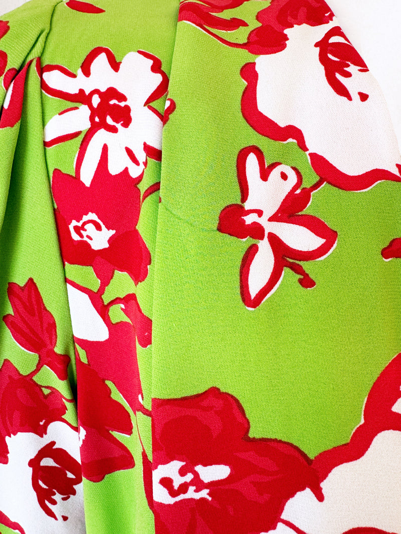 Givenchy Couture 1980s Hubert de Givenchy Floral Silk Wrap Dress