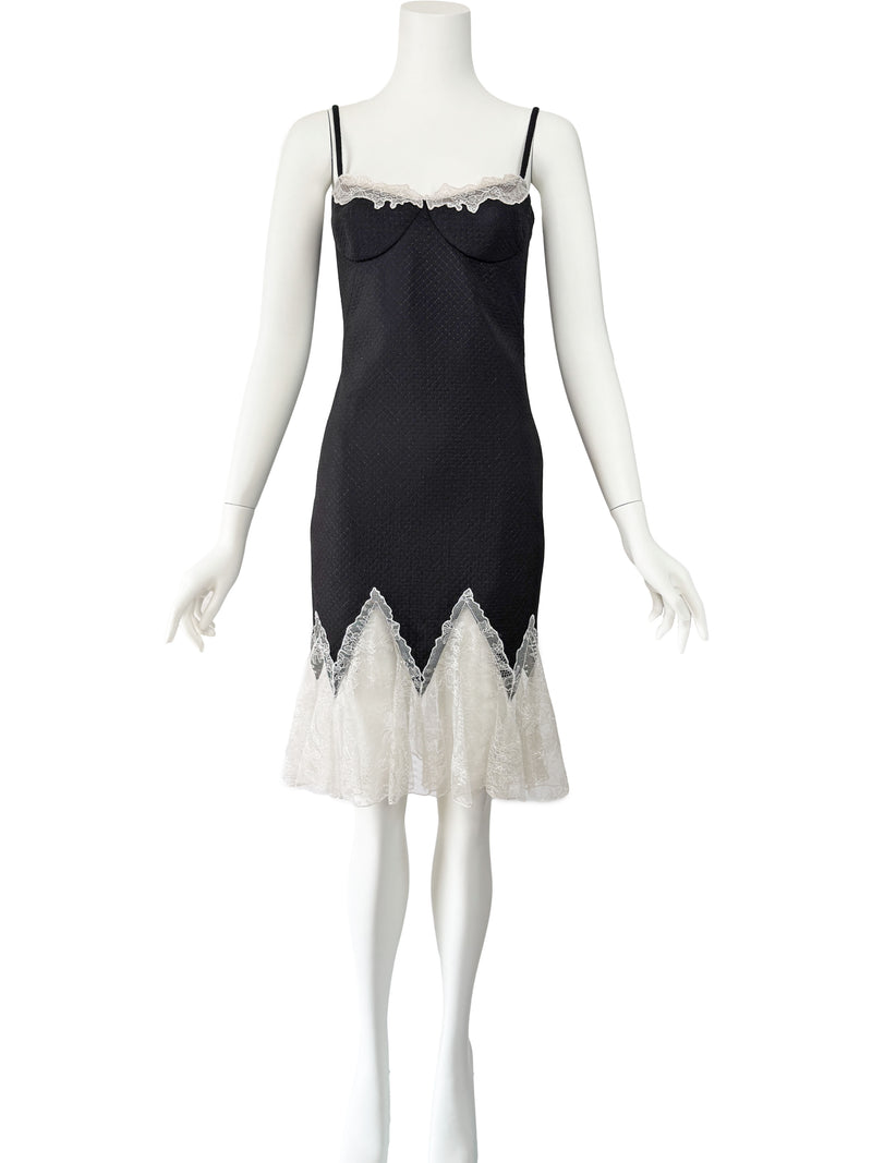Gianni Versace Couture 1990s Lace Trimmed Mini Dress Sweet Disorder Vintage Gianni Versace Couture 1990s Lace Trimmed Mini Dress Sweet Disorder Vintage
