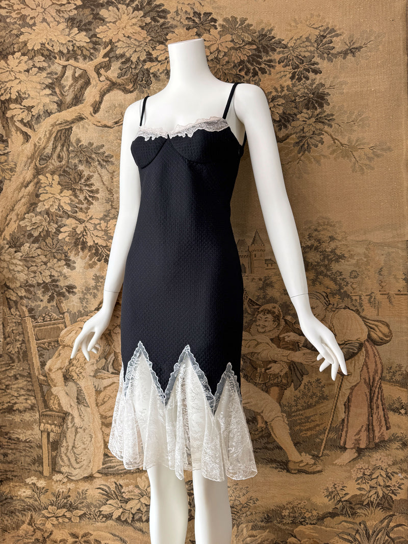 Gianni Versace Couture 1990s Lace Trimmed Mini Dress Sweet Disorder Vintage Gianni Versace Couture 1990s Lace Trimmed Mini Dress Sweet Disorder Vintage