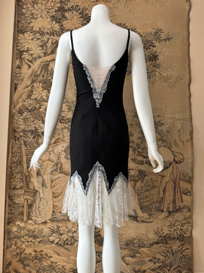 Gianni Versace Couture 1990s Lace Trimmed Mini Dress Gianni Versace Couture 1990s Lace Trimmed Mini Dress