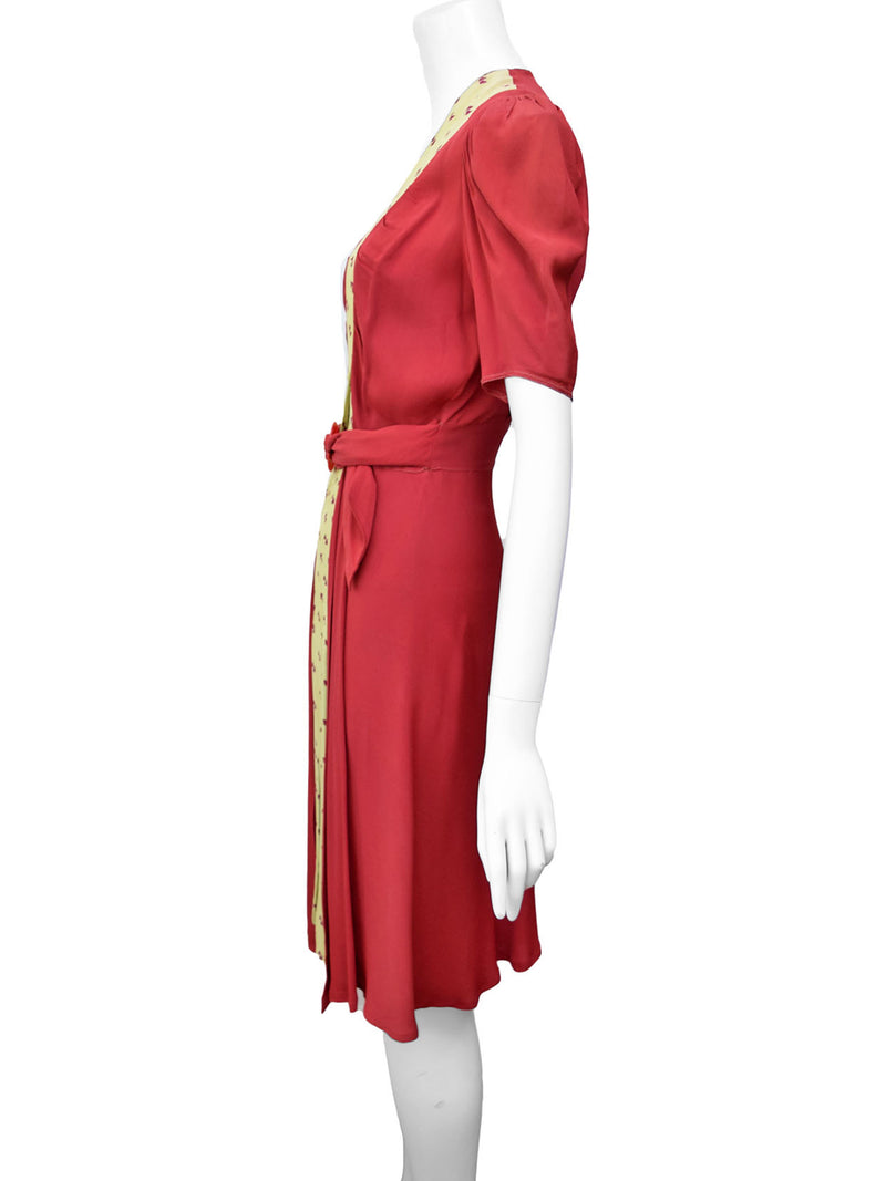 1940s Cupid's Heart Print Dress