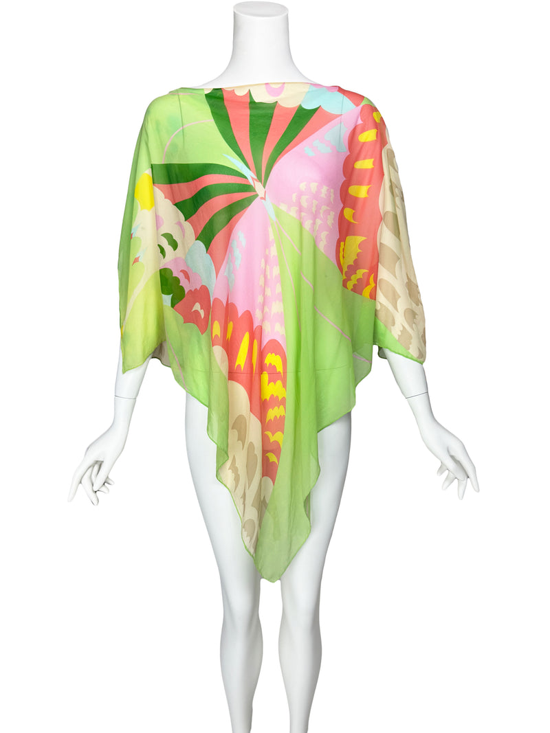 Hanae Mori 1980s Silk Butterfly Scarf Top