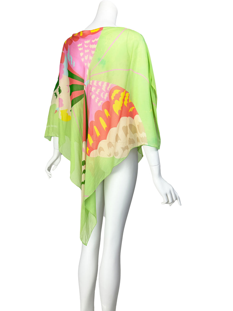 Hanae Mori 1980s Silk Butterfly Scarf Top