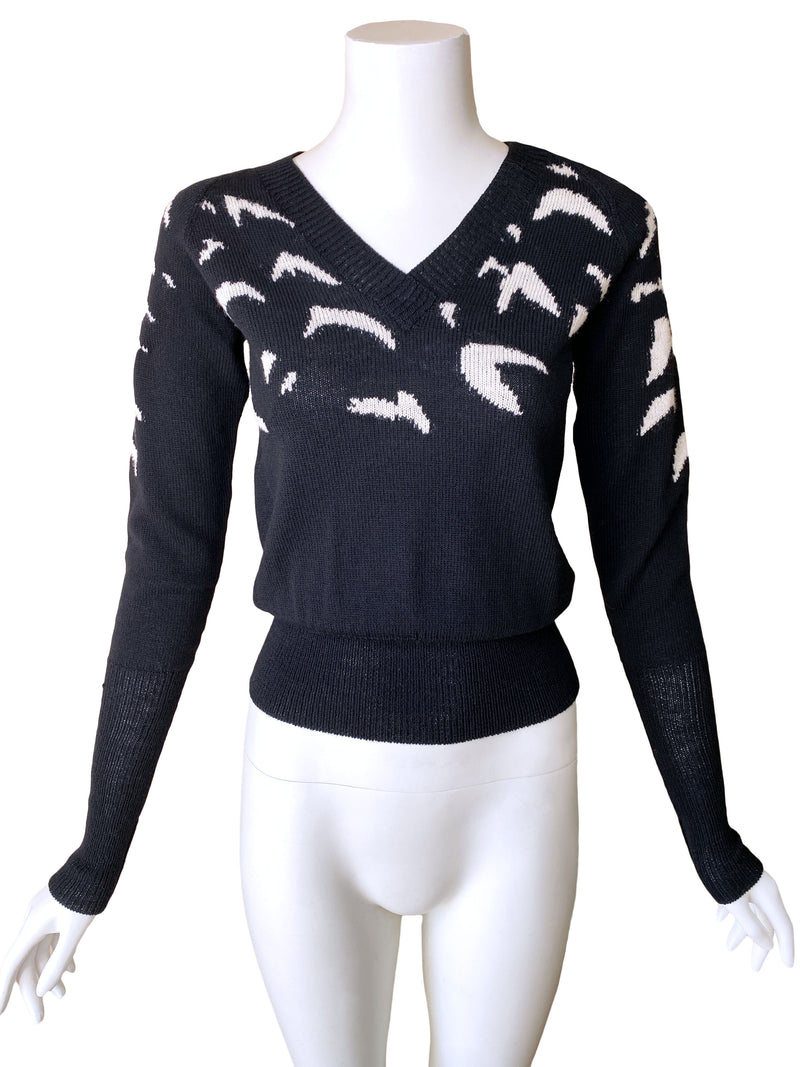 Hanae Mori 1970s Bird Pullover Sweater