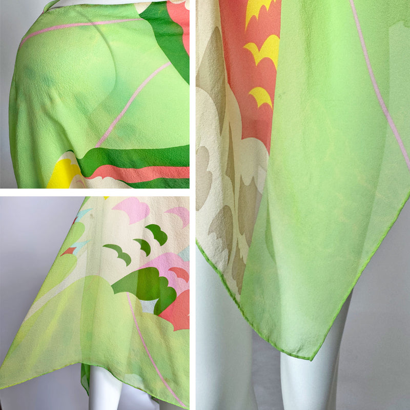 Hanae Mori 1980s Silk Butterfly Scarf Top