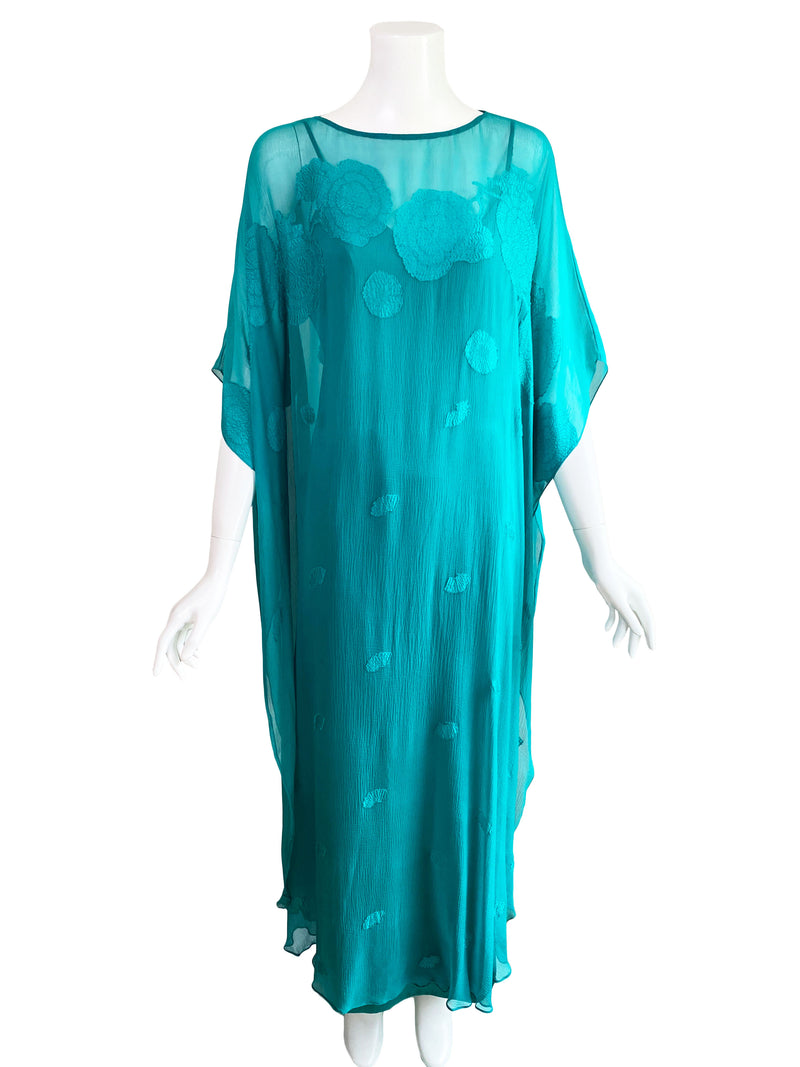 Hanae Mori 1980s Silk Caftan Dress