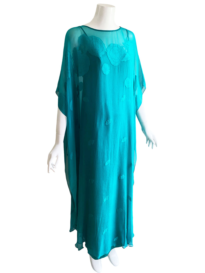 Hanae Mori 1980s Silk Caftan Dress