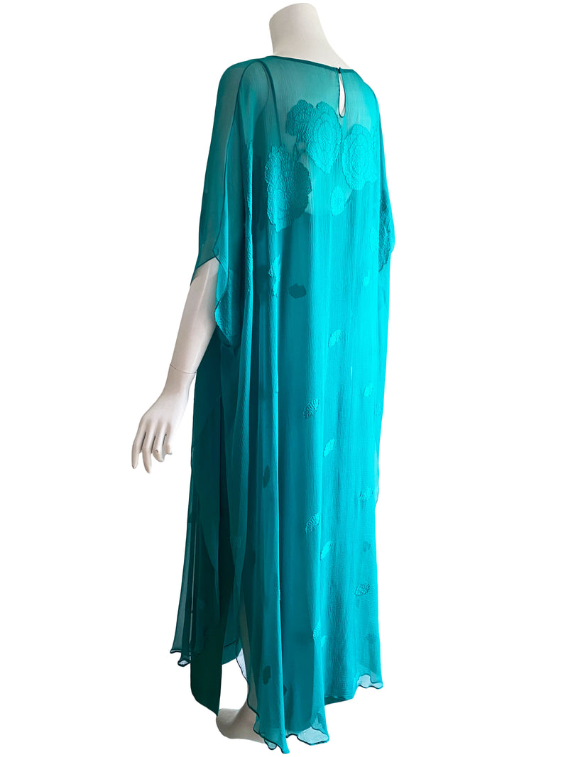 Hanae Mori 1980s Silk Caftan Dress