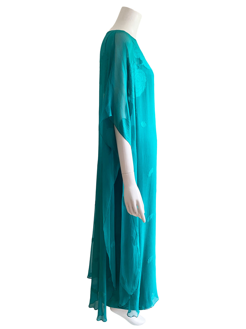 Hanae Mori 1980s Silk Caftan Dress