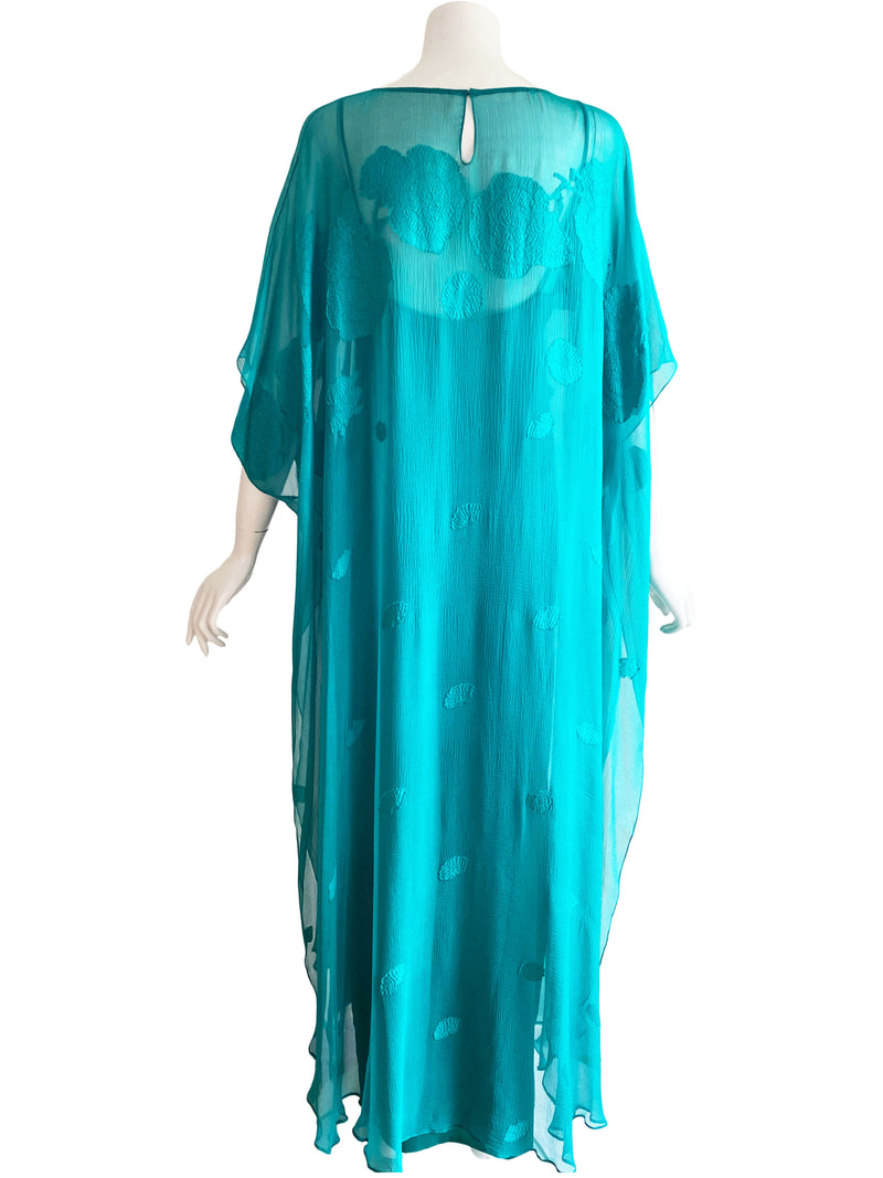 Hanae Mori 1980s Silk Caftan Dress
