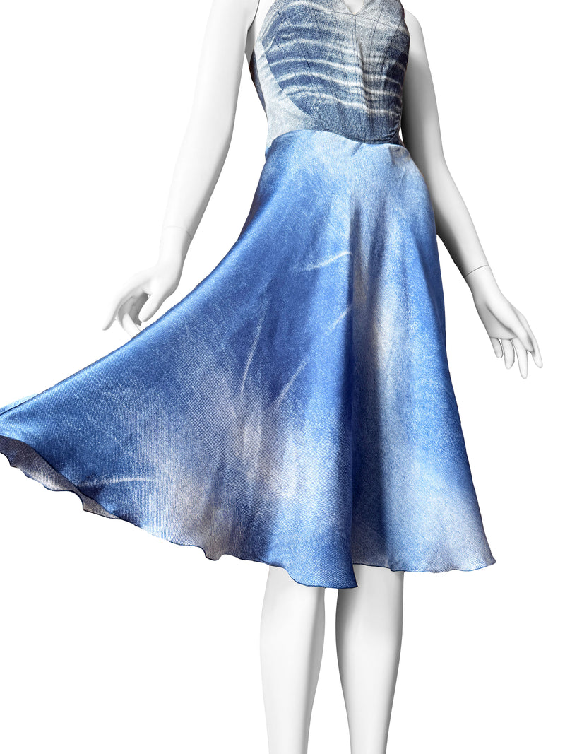 Just Cavalli Y2K Trompe L'Oeil Denim Print Corset Dress Sweet Disorder Vintage Just Cavalli Y2K Trompe L'Oeil Denim Print Corset Dress Sweet Disorder Vintage