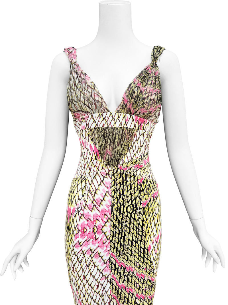 Just Cavalli Y2K Snake Print Mermaid Maxi Dress