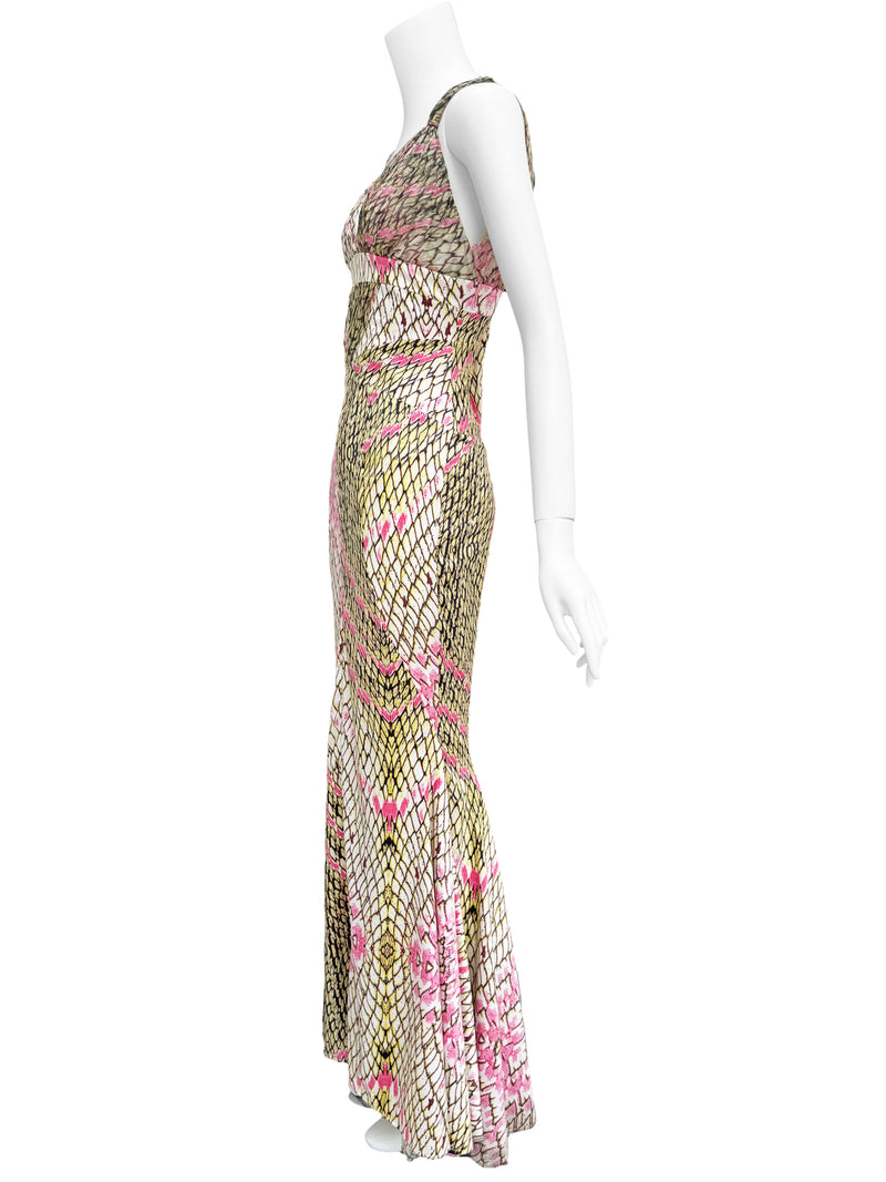 Just Cavalli Y2K Snake Print Mermaid Maxi Dress