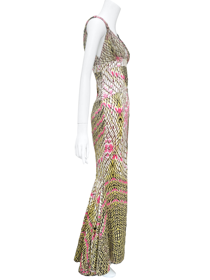 Just Cavalli Y2K Snake Print Mermaid Maxi Dress