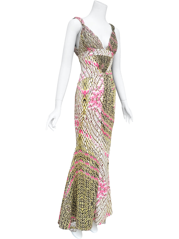 Just Cavalli Y2K Snake Print Mermaid Maxi Dress