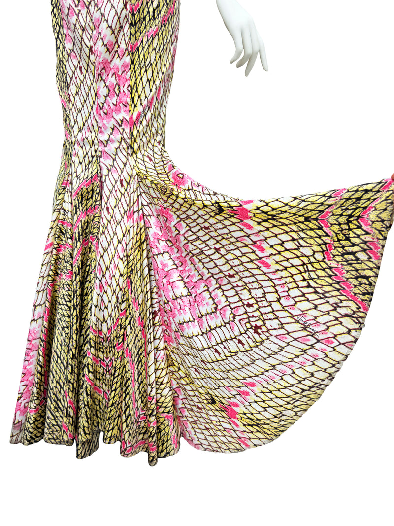 Just Cavalli Y2K Snake Print Mermaid Maxi Dress