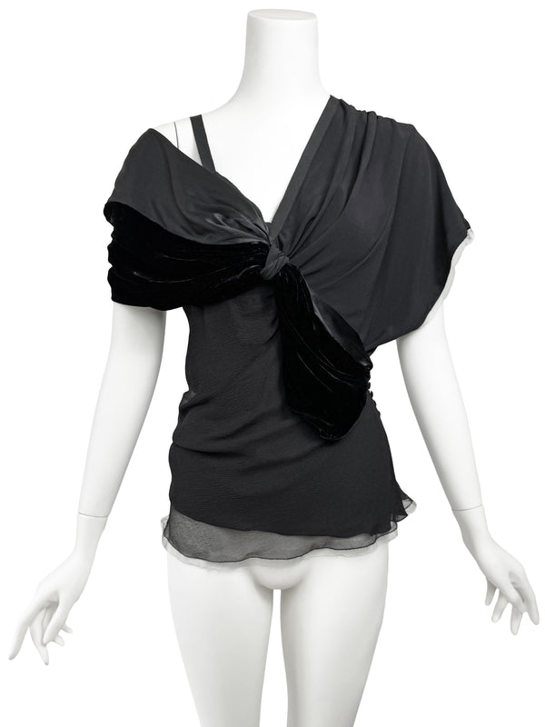 John Galliano Y2K Silk & Velvet Top