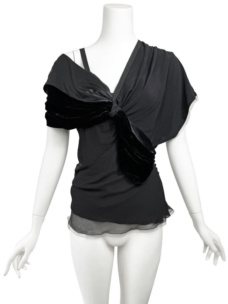 John Galliano Y2K Silk & Velvet Top
