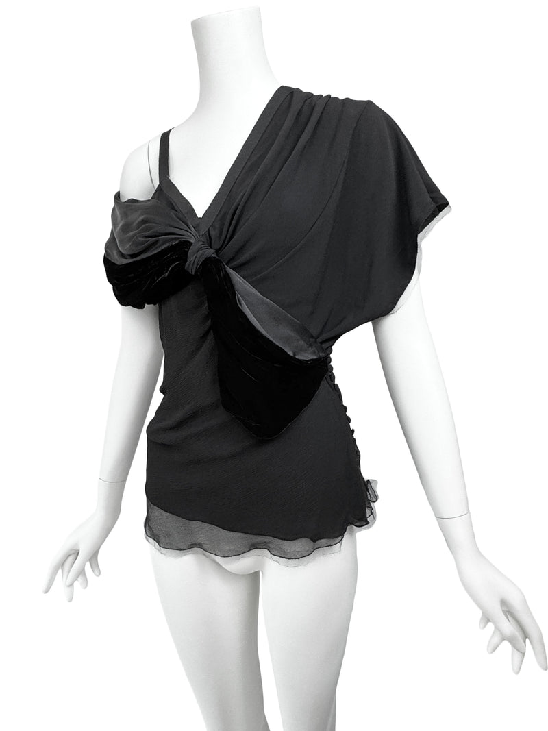 John Galliano Y2K Silk & Velvet Top