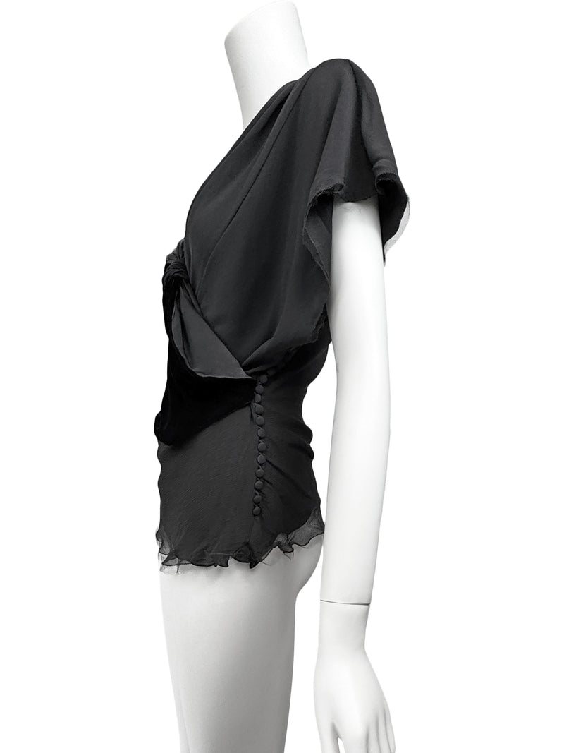 John Galliano Y2K Silk & Velvet Top