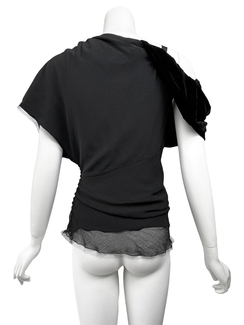 John Galliano Y2K Silk & Velvet Top