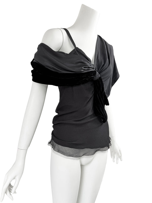John Galliano Y2K Silk & Velvet Top
