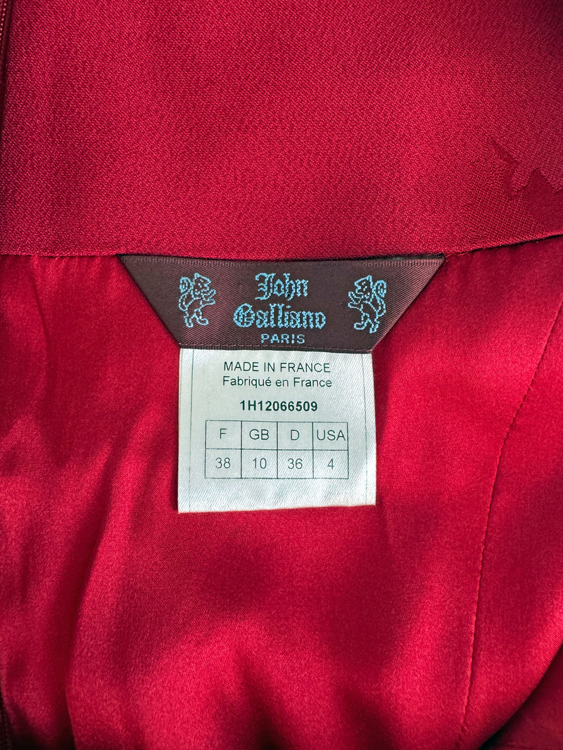 John Galliano A/W 2001 Red Floral Jacquard Dress