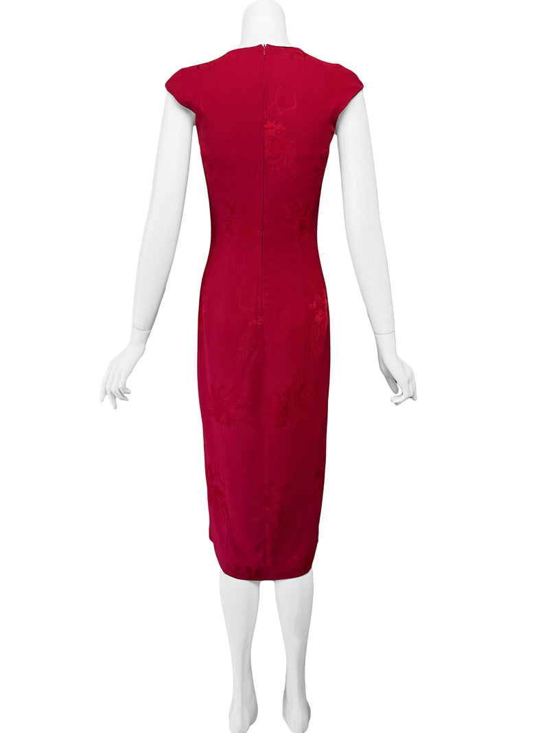 John Galliano A/W 2001 Red Floral Jacquard Dress