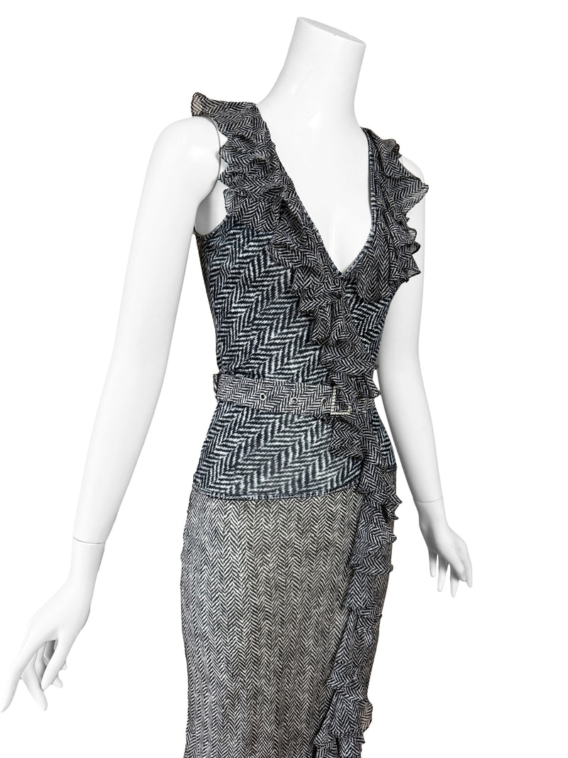 John Galliano Y2K  Trompe L'Oeil Print Dress