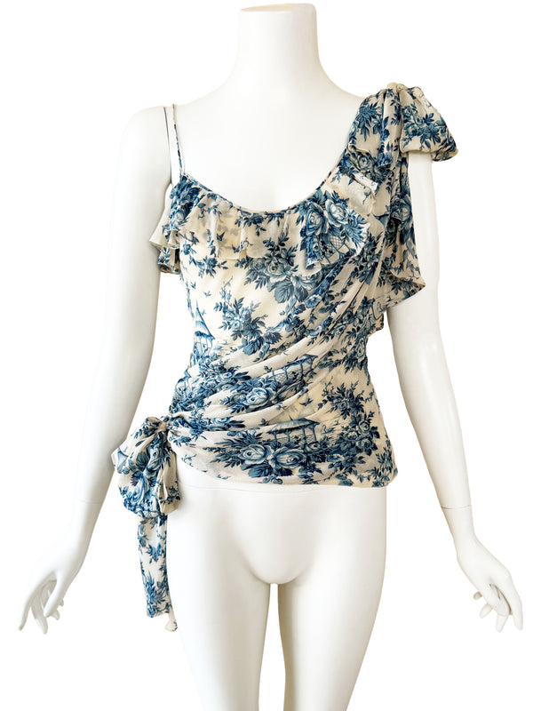 John Galliano 2003 Toile De Jouy Print Top