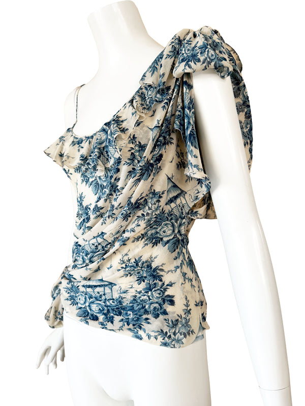 John Galliano 2003 Toile De Jouy Print Top
