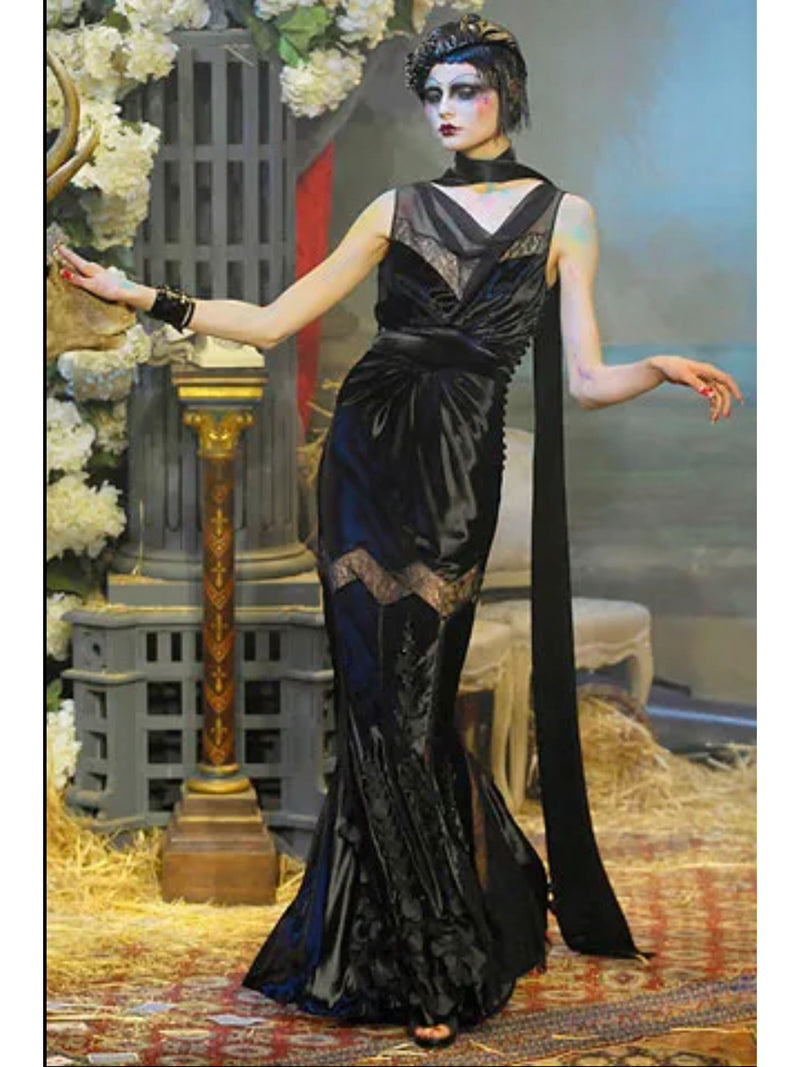 John Galliano Y2K Black SIlk & Lace Skirt